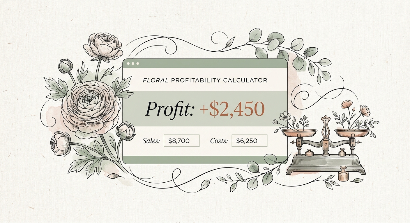 Botanical illustration of a floral profitability calculator
